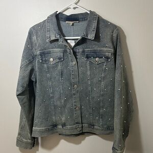NWT My Danielle Bling Studded Jean Jacket with Silver  Accents Size M